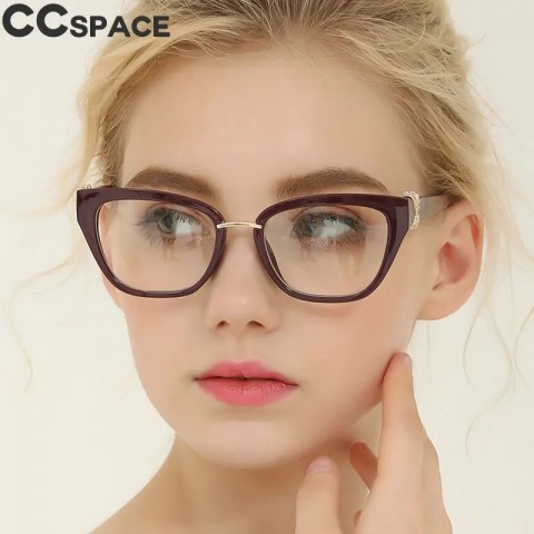Cat Eye Wooden Frames with Rhinestone for Women, Green Geometric Style, Model 45605