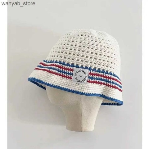 Wide Brim Striped Knitted Bucket Hats for Women - Handcrafted Crochet Sun Hats