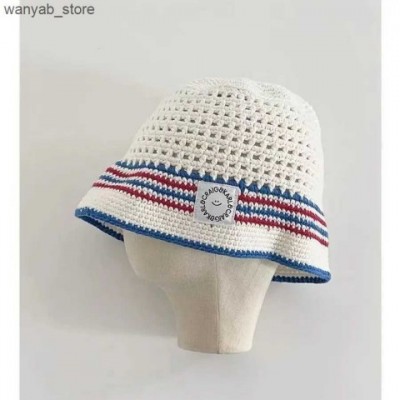 Wide Brim Striped Knitted Bucket Hats for Women - Handcrafted Crochet Sun Hats