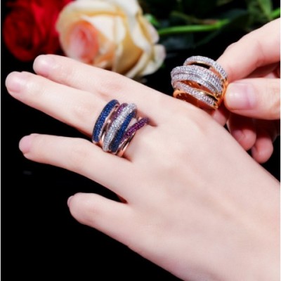2024 Sparkling 18K White Gold Filled Multicolor CZ Eternity Band for Women