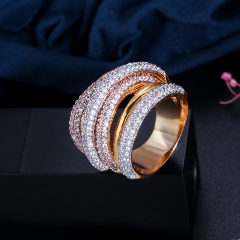 2024 Sparkling 18K White Gold Filled Multicolor CZ Eternity Band for Women