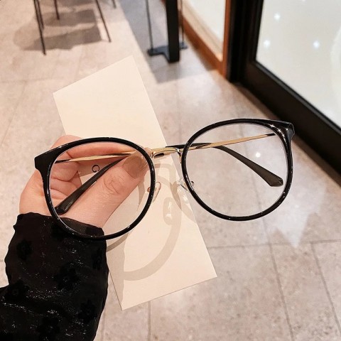 Vintage Gold Round Anti-Blue Light Glasses for Women