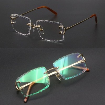 C Designer Rimless Eyeglasses Small Square Vintage Clear Frames Luxury Optical 00920 Unisex