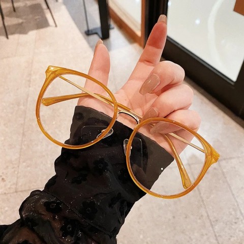 Vintage Gold Round Anti-Blue Light Glasses for Women