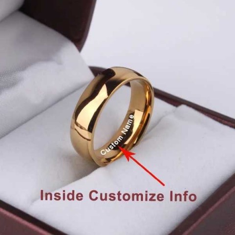 Elegant Signature Gold Wedding Band for Women in Smooth Stainless Steel W240925