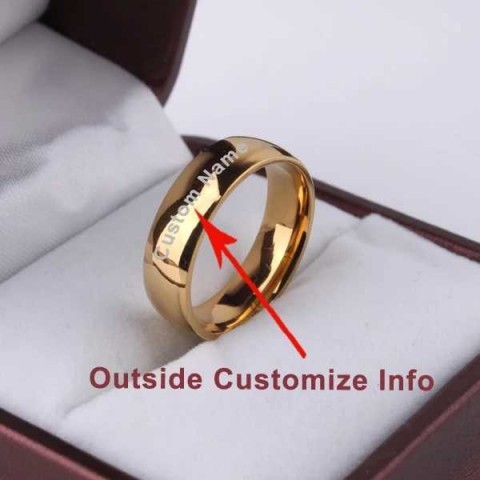 Elegant Signature Gold Wedding Band for Women in Smooth Stainless Steel W240925
