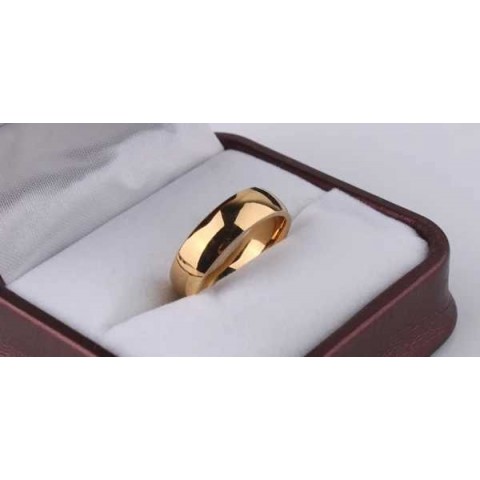 Elegant Signature Gold Wedding Band for Women in Smooth Stainless Steel W240925