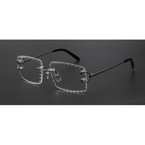 C Designer Rimless Eyeglasses Small Square Vintage Clear Frames Luxury Optical 00920 Unisex