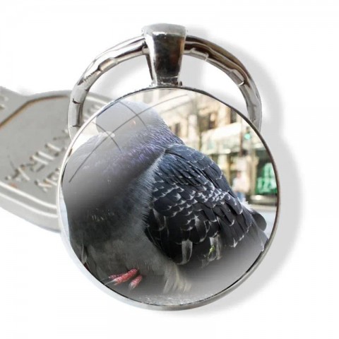 Vibin' Pidge Handcrafted Glass Keychain for Boys