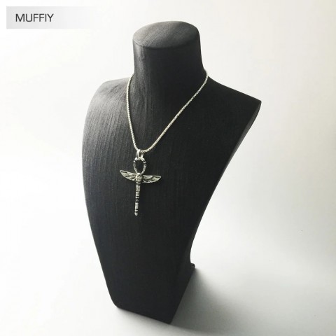 Protective Sterling Silver Pendant Cross Necklace with Scarab Charms for Men