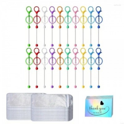 Keychains U6XE Boys Trendy Zinc Alloy Pendant Craft Set 60 Pcs Metal Keychain Rods & Thank You Cards