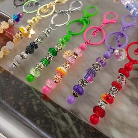 Keychains U6XE Boys Trendy Zinc Alloy Pendant Craft Set 60 Pcs Metal Keychain Rods & Thank You Cards