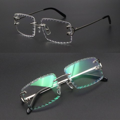 C Designer Rimless Eyeglasses Small Square Vintage Clear Frames Luxury Optical 00920 Unisex