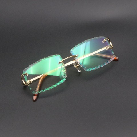 C Designer Rimless Eyeglasses Small Square Vintage Clear Frames Luxury Optical 00920 Unisex
