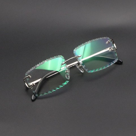C Designer Rimless Eyeglasses Small Square Vintage Clear Frames Luxury Optical 00920 Unisex