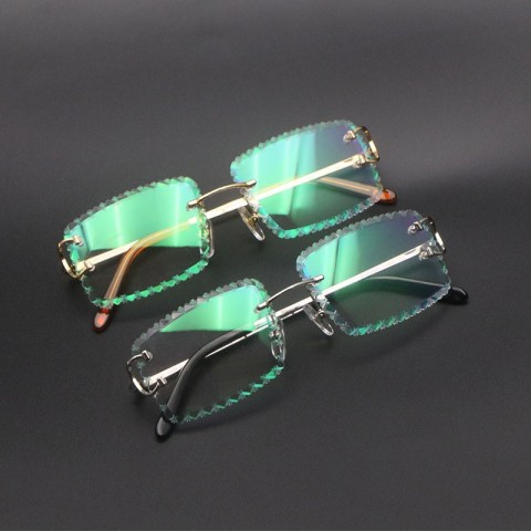 C Designer Rimless Eyeglasses Small Square Vintage Clear Frames Luxury Optical 00920 Unisex