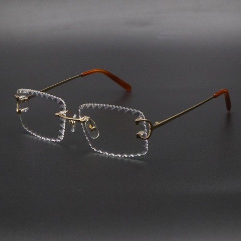 C Designer Rimless Eyeglasses Small Square Vintage Clear Frames Luxury Optical 00920 Unisex