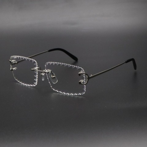 C Designer Rimless Eyeglasses Small Square Vintage Clear Frames Luxury Optical 00920 Unisex