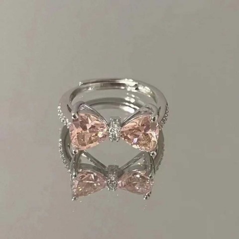 Solitaire Wood Mood Tracker Ring for Women - Adjustable Bowknot Design