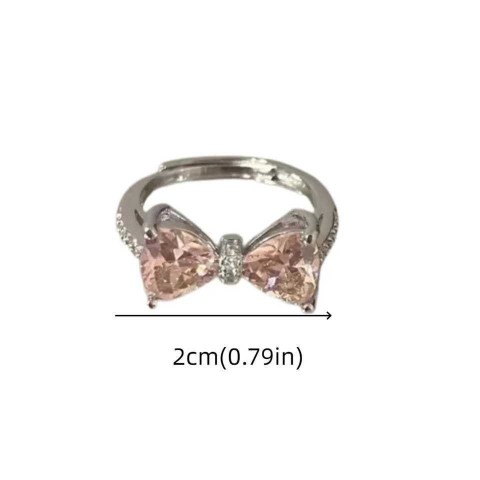 Solitaire Wood Mood Tracker Ring for Women - Adjustable Bowknot Design