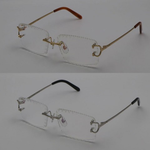 C Designer Rimless Eyeglasses Small Square Vintage Clear Frames Luxury Optical 00920 Unisex