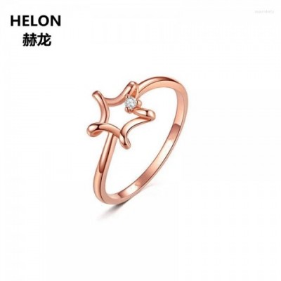 Elegance 14k Rose Gold SI/H Full Cut Diamonds Women's Unique Star Cluster Engagement Ring