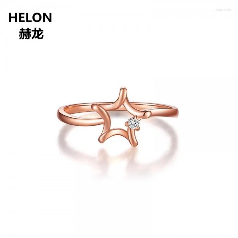 Elegance 14k Rose Gold SI/H Full Cut Diamonds Women's Unique Star Cluster Engagement Ring