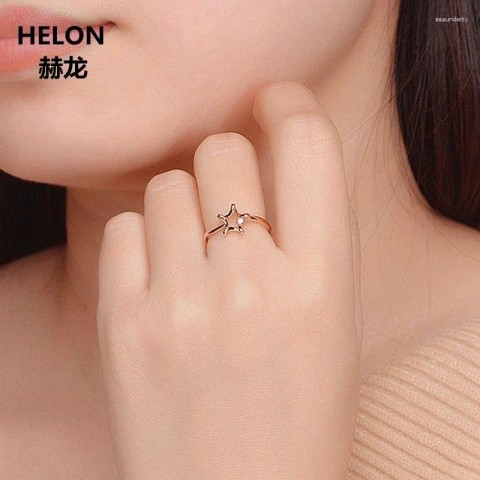 Elegance 14k Rose Gold SI/H Full Cut Diamonds Women's Unique Star Cluster Engagement Ring