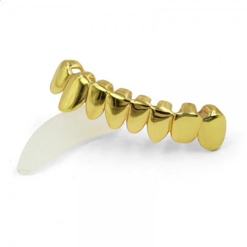 Unisex Gold Color Removable Teeth Grills with 8 Teeth Caps