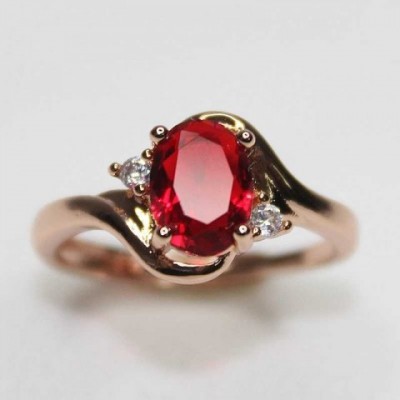 Elegant HuiSept 925 Silver Band Ring with Oval Ruby Zircon for Women