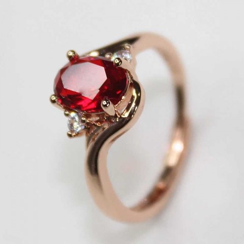 Elegant HuiSept 925 Silver Band Ring with Oval Ruby Zircon for Women