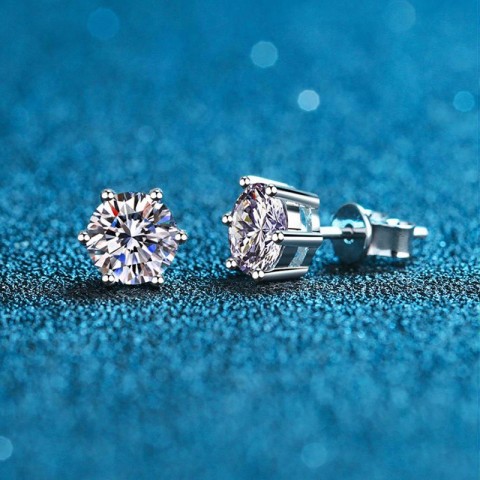 Stud Earrings 2ct Moissanite Sterling Silver for Unisex Anniversary Gift Q250102