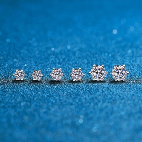 Stud Earrings 2ct Moissanite Sterling Silver for Unisex Anniversary Gift Q250102