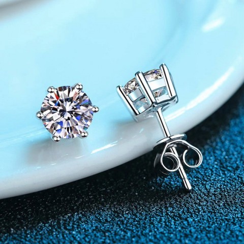 Stud Earrings 2ct Moissanite Sterling Silver for Unisex Anniversary Gift Q250102