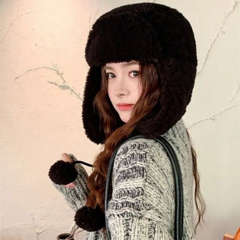 Cozy Winter Trapper Hat for Women - Plush Lei Feng Style Earflap Hat