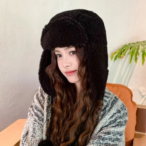 Cozy Winter Trapper Hat for Women - Plush Lei Feng Style Earflap Hat