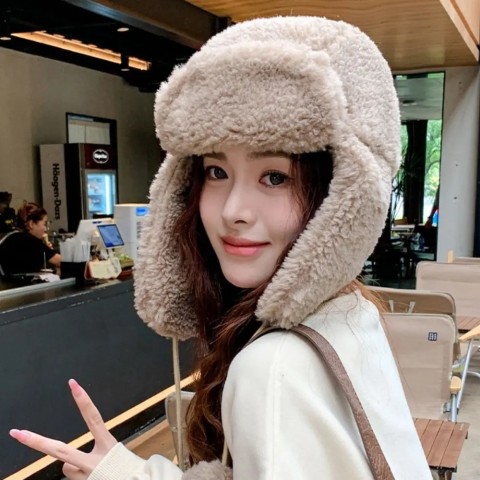 Cozy Winter Trapper Hat for Women - Plush Lei Feng Style Earflap Hat