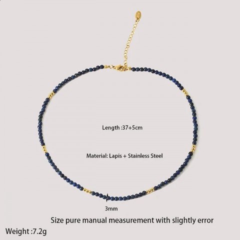 Trendy 18K Gold Plated Choker with Natural Stone Beads for Women