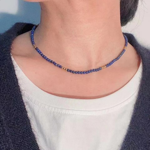 Trendy 18K Gold Plated Choker with Natural Stone Beads for Women