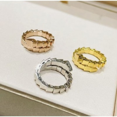 S25410 Serpentine Couple Rings | Unisex 14K Gold Plated | Agate White | Classic Animal Design