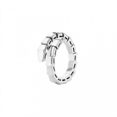 S25410 Serpentine Couple Rings | Unisex 14K Gold Plated | Agate White | Classic Animal Design