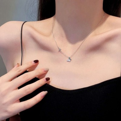 Sparkle Butterfly Dia Inlaid Necklace for Women