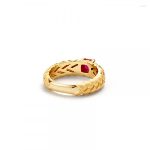 S925 Sterling Silver Cluster Ring with Red Corundum Stones for Women and Men
