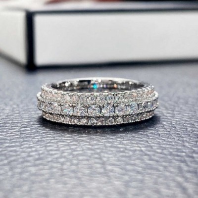 Jinzhi Platinum Black Diamond Band Rings for Women