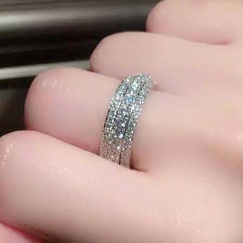 Jinzhi Platinum Black Diamond Band Rings for Women