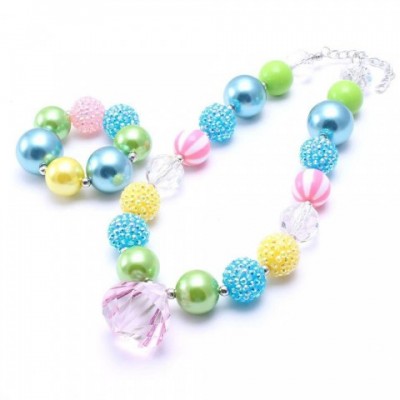 Spring Chunky Beaded Jewelry Set for Girls - Pretty Bubblegum Color