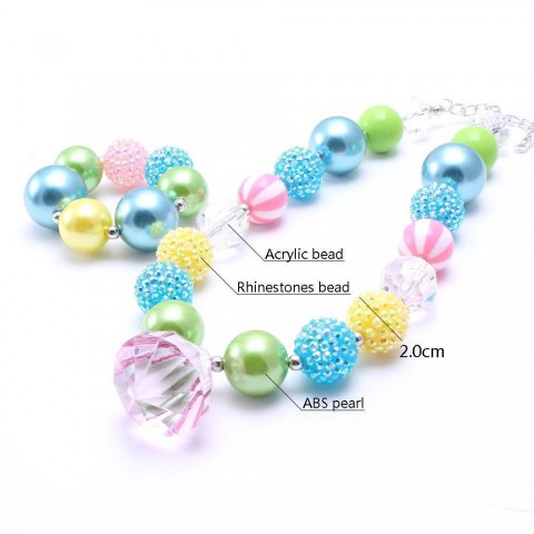 Spring Chunky Beaded Jewelry Set for Girls - Pretty Bubblegum Color