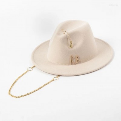 Berets Fashionable Unisex Chain Decorated Fedora Hat for Autumn Winter