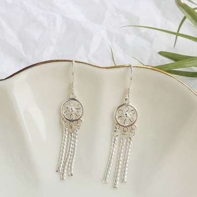 Dream Catcher Needle Net Earrings with Tassels for Women