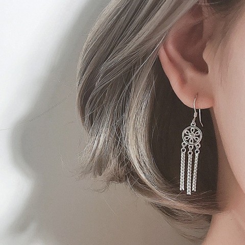 Dream Catcher Needle Net Earrings with Tassels for Women